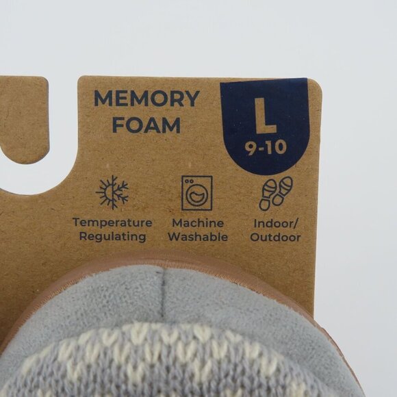 Dearfoams Large 9-10 Gray Sweater Knit Indoor Outdoor Memory Foam Slippers NEW - Picture 7 of 12